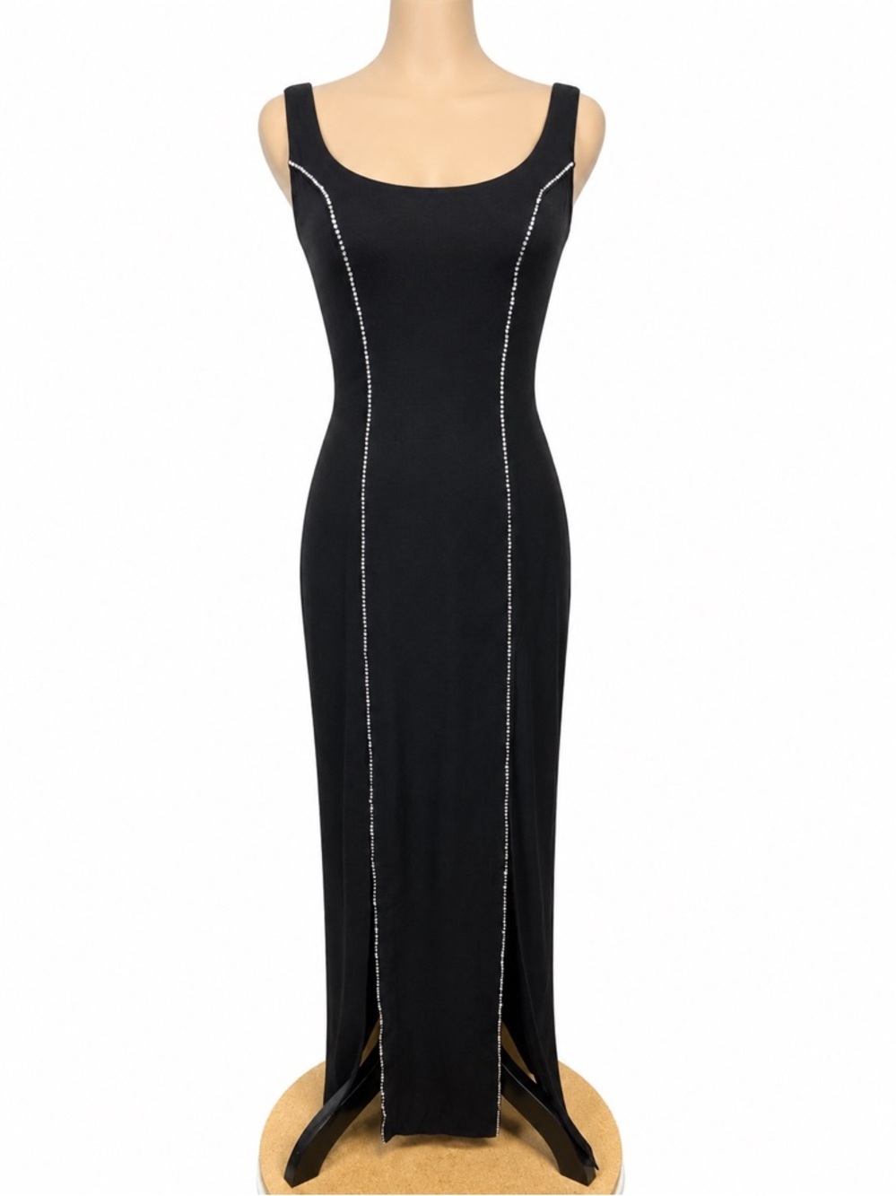 Blondie and Me Evening Black Rhinestone Maxi Dress USA Made Size 3/4